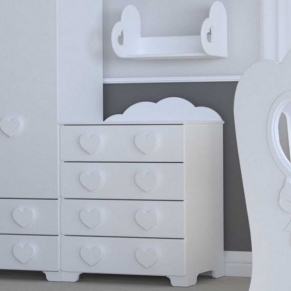 Bambino Casa Cuori Grandi Felici Bianco - Комод Бял